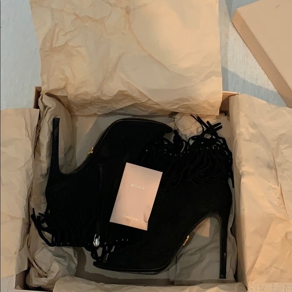 Black suede PRADA  open toe pumps - Picture 5 of 5